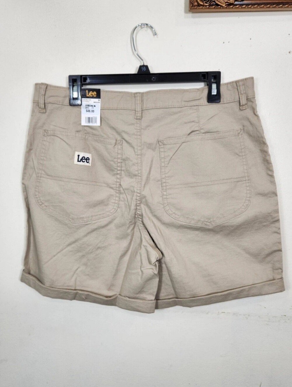 Lee Women's Size 16 M Relaxed Fit Shorts oxford tan  High Rise Button Fly 02 - Picture 2 of 6